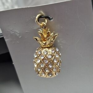 Gold Pineapple Charm Pendant With Rhinestones